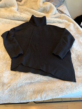 AllSaints Black Turtleneck Oversized Knit Sweater